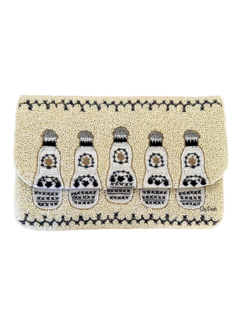 Lily Posh Beaded Tequila Crossbody Clutch Bag, Tropical Summer Vacation